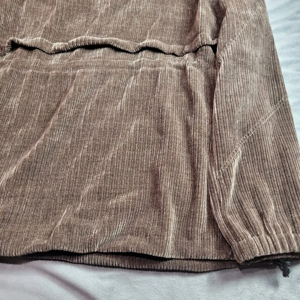 White Birch Jacket Womens Size 2X Brown Corduroy Comfort Oversized Pullover Hood